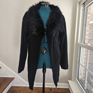 2X Mintee 16 Black Duster Cardigan Sweater